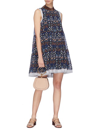 Figure View - Click To Enlarge - CHLOÉ - Stud collar blossom print tiered georgette dress