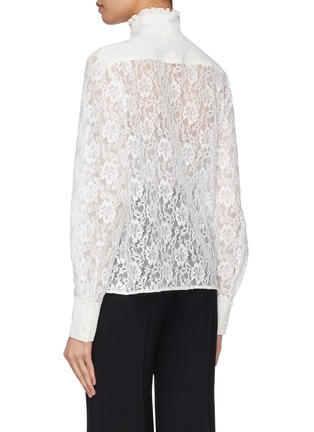 Back View - Click To Enlarge - CHLOÉ - Floral lace ruffle turtleneck blouse
