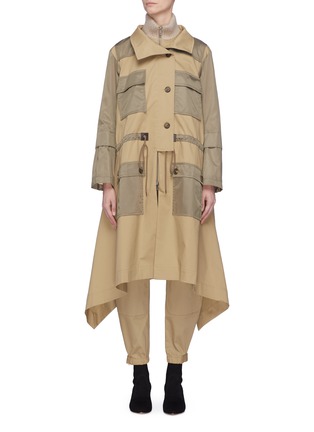 Main View - Click To Enlarge - CHLOÉ - Knit collar patch pocket panelled fishtail parka