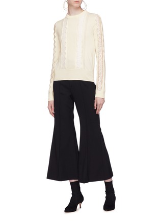 Figure View - Click To Enlarge - CHLOÉ - Lace panel scalloped wool sweater