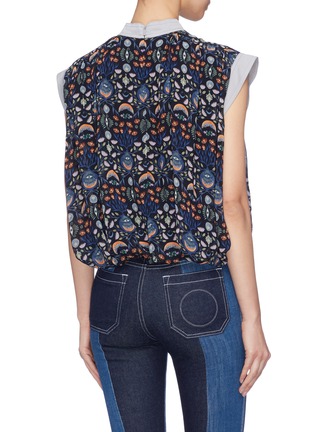 Back View - Click To Enlarge - CHLOÉ - Blossom print cap sleeve balloon top