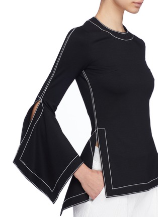 Detail View - Click To Enlarge - ROSETTA GETTY - Topstitching drape cuff top
