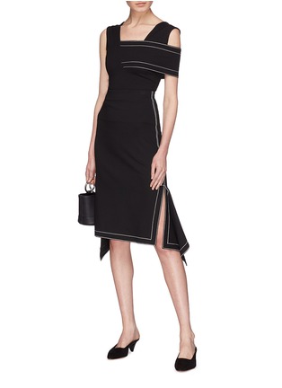 Figure View - Click To Enlarge - ROSETTA GETTY - Contrast topstitching drape skirt