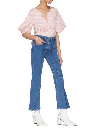 Figure View - Click To Enlarge - AALTO - Pleated flap flared jeans