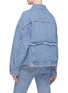 Back View - Click To Enlarge - AALTO - Graphic patch frayed oversized denim jacket
