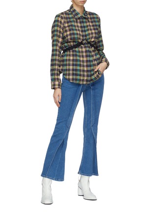 Figure View - Click To Enlarge - AALTO - Drawstring waist tartan plaid shirt