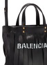 Detail View - Click To Enlarge - BALENCIAGA - 'Laundry Cabas XS' logo print fringe leather tote