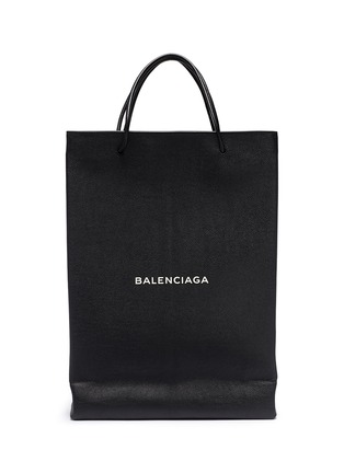 Main View - Click To Enlarge - BALENCIAGA - 'North-South' logo print medium leather shopping bag