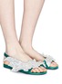 Figure View - Click To Enlarge - BALENCIAGA - 'Slash' embellished satin slingback sandals