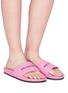 Figure View - Click To Enlarge - BALENCIAGA - 'Pool' logo print leather slide sandals