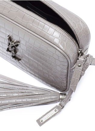  - SAINT LAURENT - Croc embossed leather shoulder bag