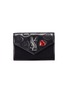 Main View - Click To Enlarge - SAINT LAURENT - 'Monogram' heart embroidered leather envelope wallet