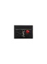 Main View - Click To Enlarge - SAINT LAURENT - 'Monogram' heart embroidered leather card holder