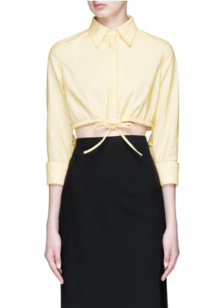 Main View - Click To Enlarge - ALAÏA - Embroidered cropped drawstring shirt