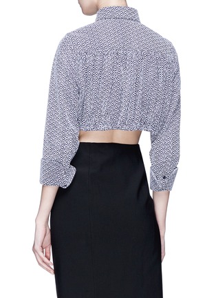 Back View - Click To Enlarge - ALAÏA - Embroidered cropped drawstring shirt