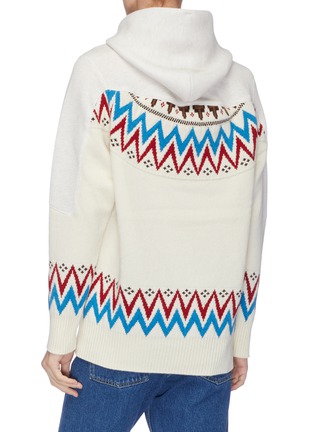 Back View - Click To Enlarge - SACAI - Nordic intarsia knit panel patchwork hoodie