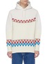 Main View - Click To Enlarge - SACAI - Nordic intarsia knit panel patchwork hoodie