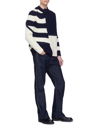 Figure View - Click To Enlarge - SACAI - Mix knit patchwork sweater