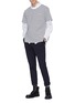 Figure View - Click To Enlarge - SACAI - Zip outseam stripe knit T-shirt
