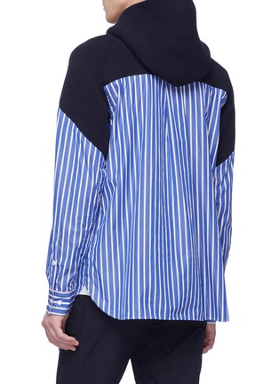 Back View - Click To Enlarge - SACAI - Stripe shirt panel hoodie
