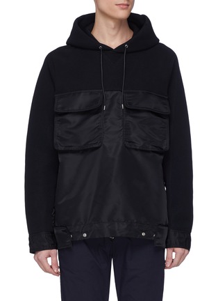 Main View - Click To Enlarge - SACAI - Chest pocket nylon panel hoodie