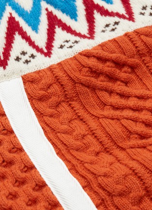  - SACAI - Colourblock Nordic intarsia mix knit patchwork zip cardigan