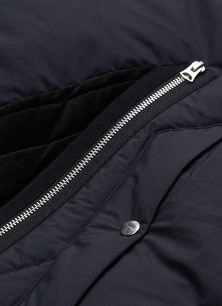  - SACAI - Zip velvet panel hooded down puffer jacket