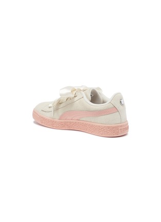 Figure View - Click To Enlarge - PUMA - 'Suede Heart Jewel' ribbon lace-up kids sneakers