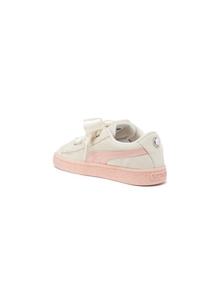Figure View - Click To Enlarge - PUMA - 'Suede Heart Jewel' ribbon lace-up toddler sneakers