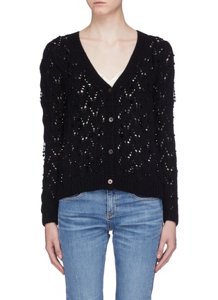 Main View - Click To Enlarge - CO - Strass wool-cashmere open knit cardigan