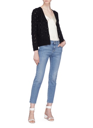 Figure View - Click To Enlarge - CO - Strass wool-cashmere open knit cardigan