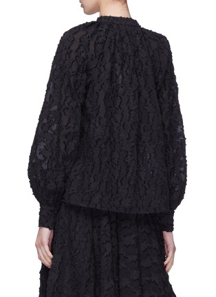 Back View - Click To Enlarge - CO - Blouson sleeve clipped jacquard top