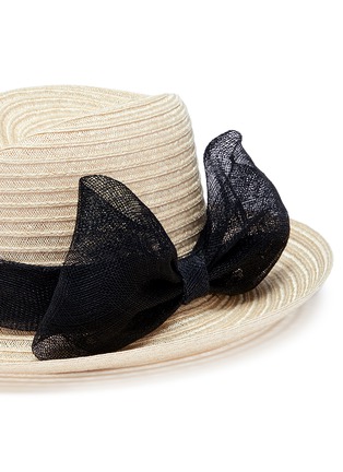 Detail View - Click To Enlarge - EUGENIA KIM - 'Dita' sinamay bow hemp straw fedora hat