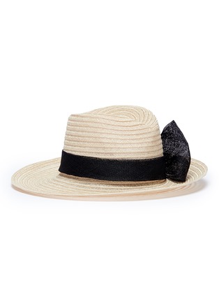 Main View - Click To Enlarge - EUGENIA KIM - 'Dita' sinamay bow hemp straw fedora hat