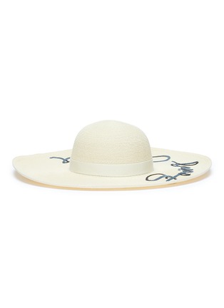 Main View - Click To Enlarge - EUGENIA KIM - 'Bunny' sequinned slogan straw sun hat
