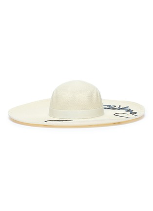 Figure View - Click To Enlarge - EUGENIA KIM - 'Bunny' sequinned slogan straw sun hat