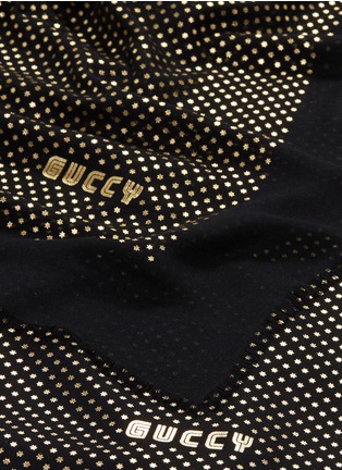Detail View - Click To Enlarge - GUCCI - 'Guccy' logo star print modal-cashmere scarf