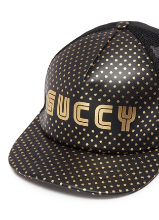 Detail View - Click To Enlarge - GUCCI - 'Guccy' logo print leather baseball cap