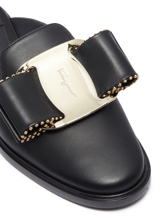 Detail View - Click To Enlarge - SALVATORE FERRAGAMO - 'Goro' studded bow leather slides