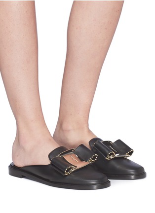 Figure View - Click To Enlarge - SALVATORE FERRAGAMO - 'Goro' studded bow leather slides