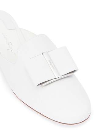 Detail View - Click To Enlarge - SALVATORE FERRAGAMO - 'Sciacca' flower heel leather mules