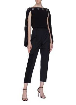 Figure View - Click To Enlarge - DION LEE - Button spiral sleeve crepe top