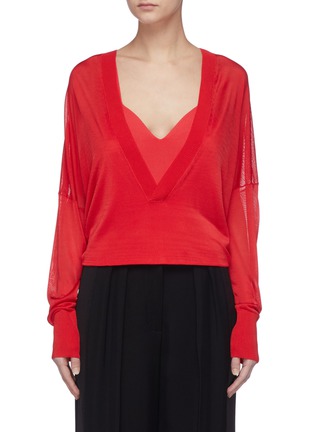 Main View - Click To Enlarge - DION LEE - Layered camisole plunge V-neck sweater