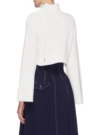 Back View - Click To Enlarge - DION LEE - Lace-up shoulder oversized cropped sweater