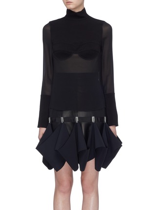 Main View - Click To Enlarge - DION LEE - Bustier panel silk turtleneck top