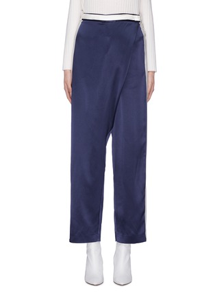 Main View - Click To Enlarge - DION LEE - Stripe outseam silk satin wrap pants
