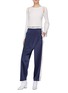 Figure View - Click To Enlarge - DION LEE - Stripe outseam silk satin wrap pants