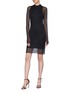 Figure View - Click To Enlarge - DION LEE - Rib knit overlay tank dress