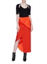 Figure View - Click To Enlarge - DION LEE - Folded silk satin bias mock wrap skirt