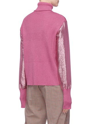 Back View - Click To Enlarge - CÉDRIC CHARLIER - Metallic sleeve turtleneck sweater